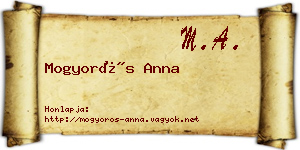 Mogyorós Anna névjegykártya